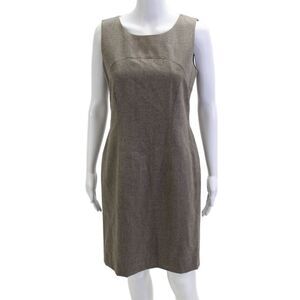 Luca Luca Women Sheath Dress Brown Wool Sleeveless Round Neck Zip Size S